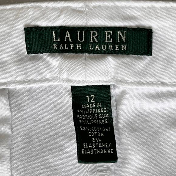 Ralph Lauren Chino Pants Women's 12 White Logo Faux Pockets Basic Classic Preppy - Picture 3 of 14